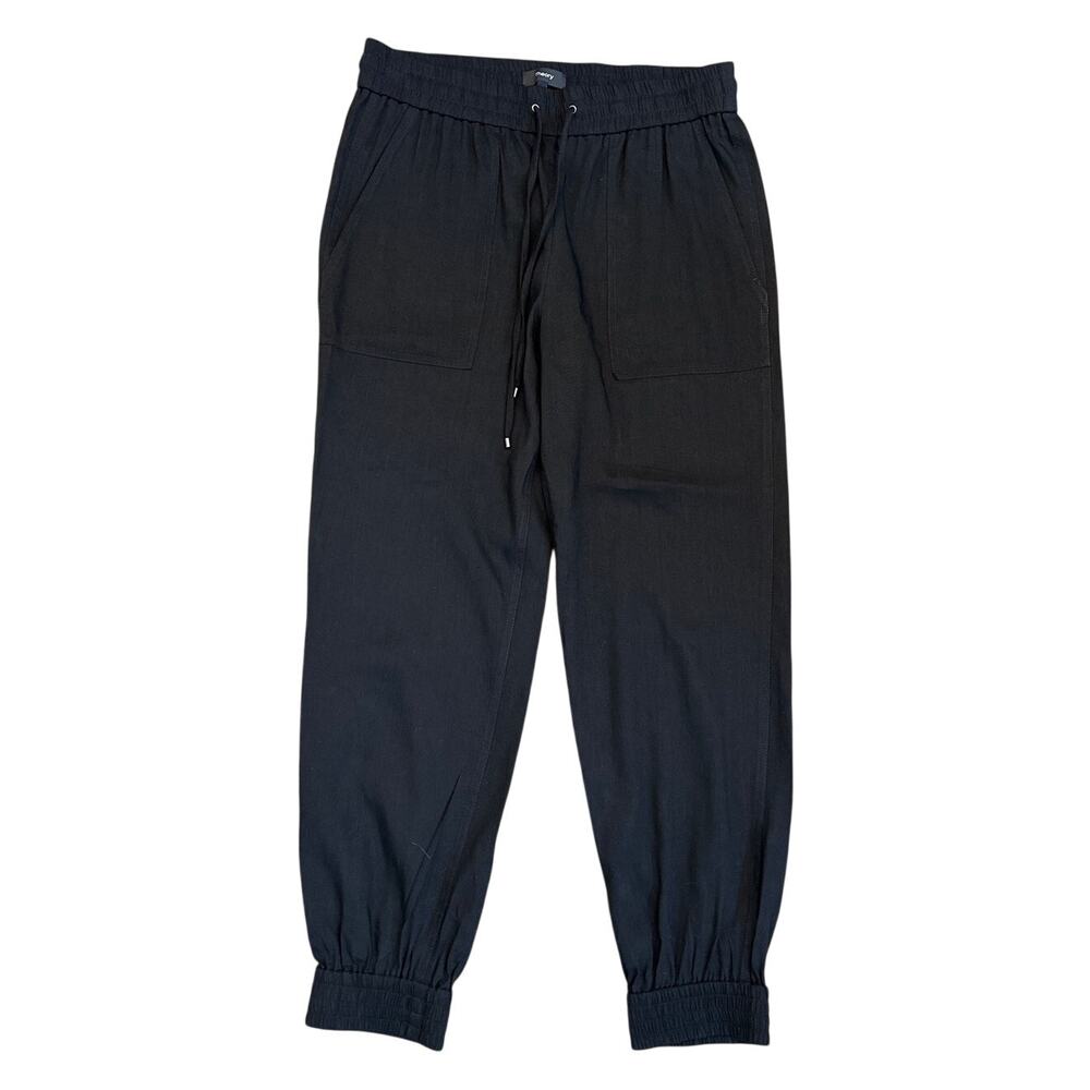 Theory Linen Blend Joggers Cortlandt Caliver Black Pull On Pants Sz 6 Minimalist